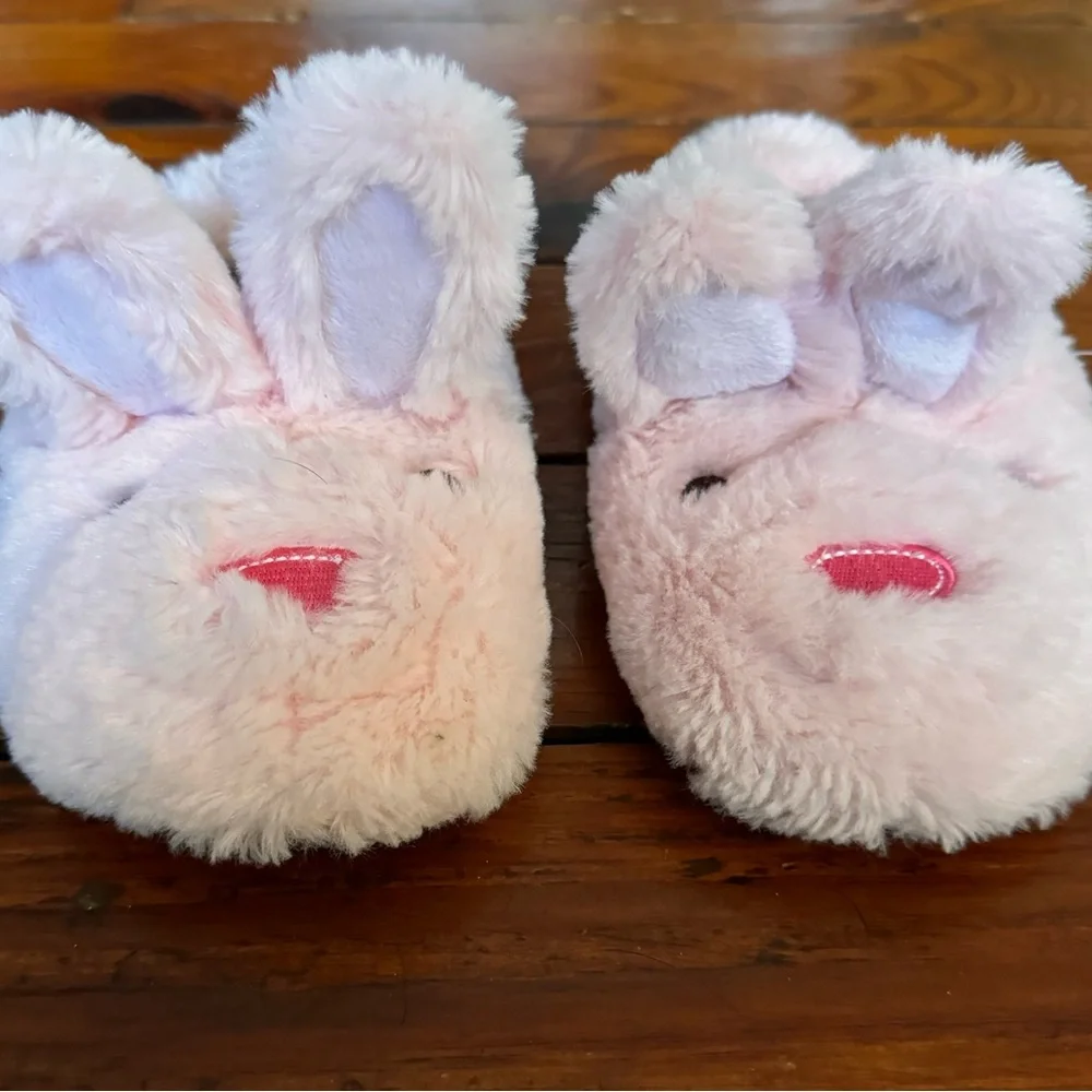 Stride Rite Pink Fuzzy Bunny Slippers Size 9/10 Toddler